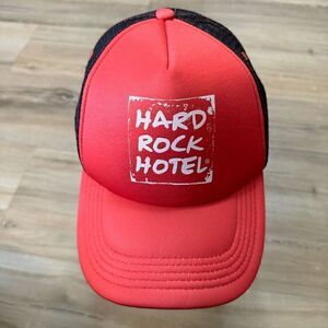 Hard Rock Hotel Las Vegas Mesh Snapback Baseball Hat Red Black Colorblock New
